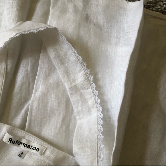 Reformation Tagliatelle Linen Dress Sz6 White - Picture 8 of 12
